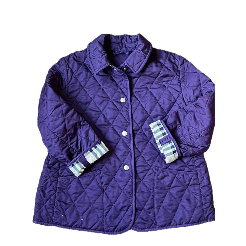 Burberry purple Nova check barn coat girls size 7/8